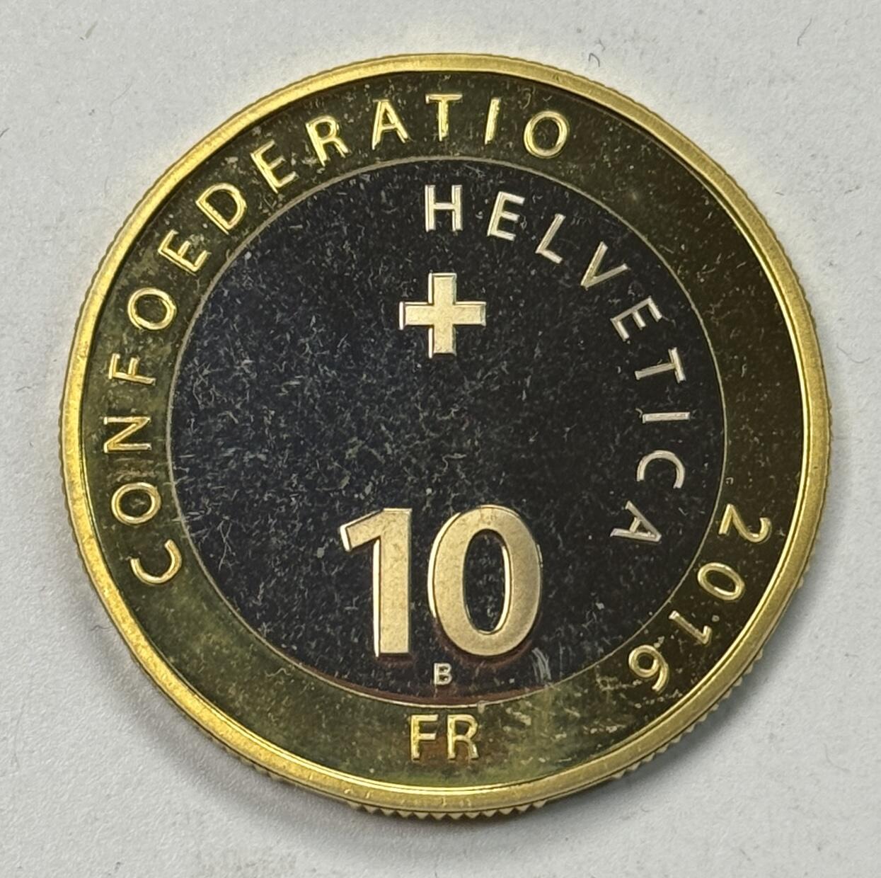 S&S Numismatic世界钱币-拍卖 第122期  瑞士2016年 高山植物-雪绒花 10法郎双色纪念币 精制