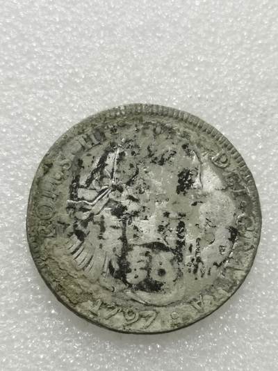 天下钱庄专场欢迎参拍 - 西属墨西哥卡四老双柱银币，有戳