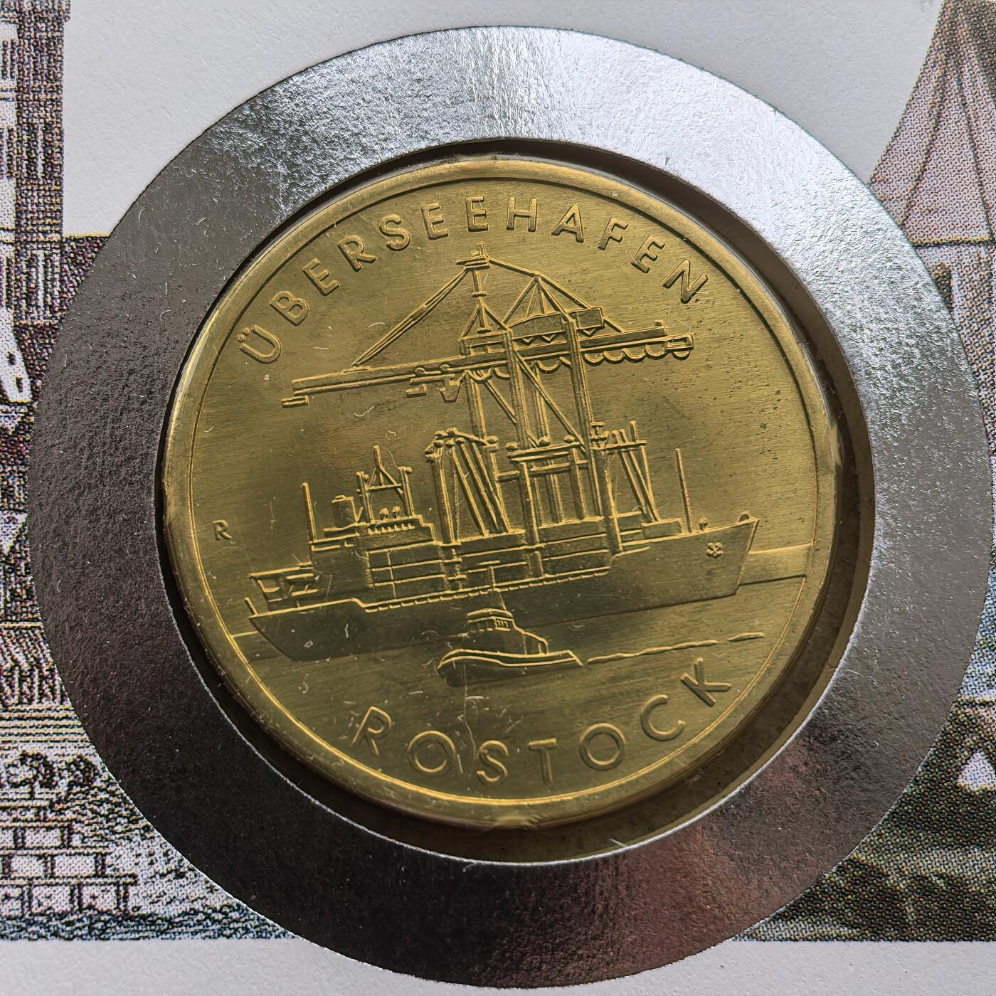 道一币馆币章第一百六十八场 邮币封 民主德国1988年罗斯托克新航运码头30年5马克纪念币-1