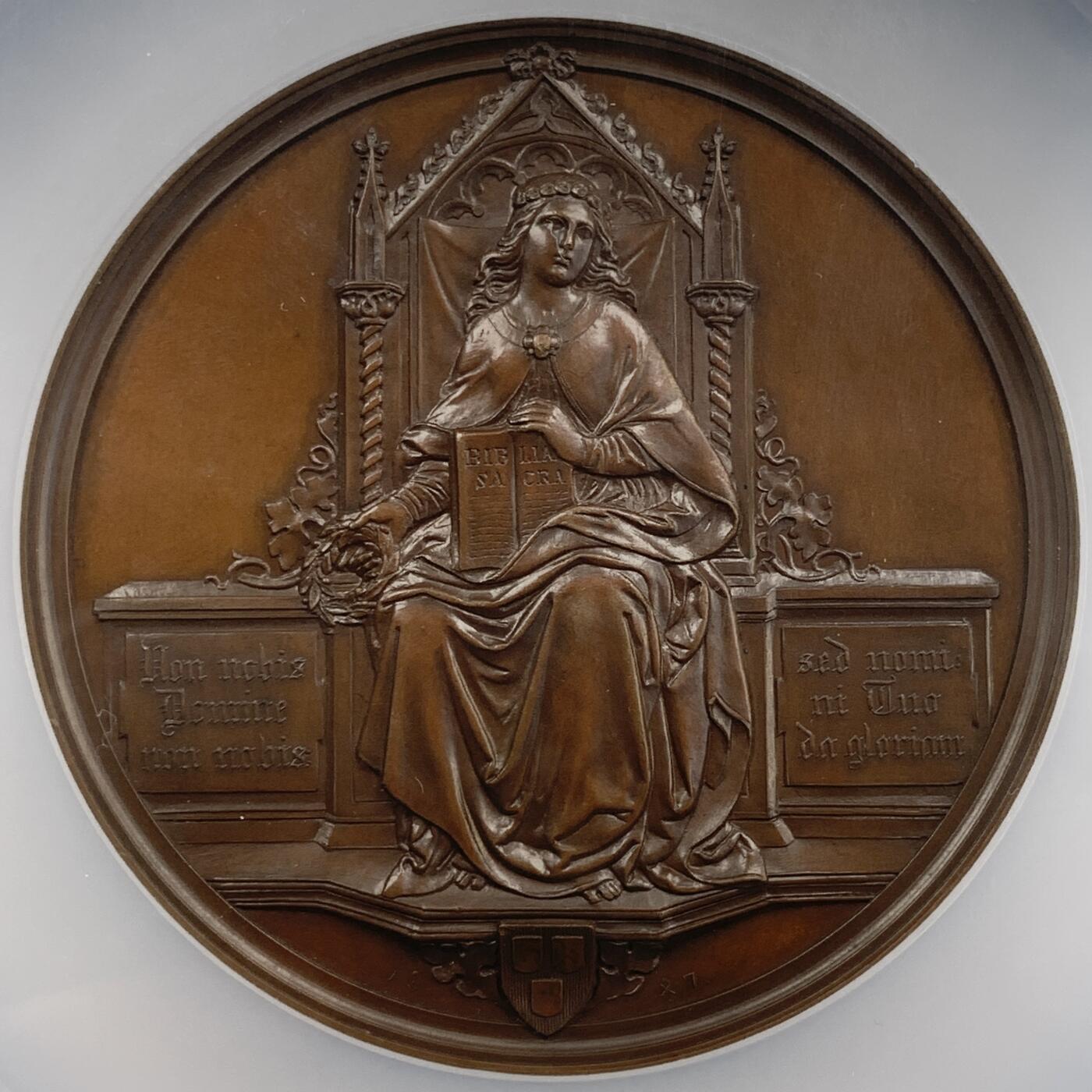 掌中浮雕-藏着的欧洲第054场 NGC MS65 : 1847年画家弗里德里希·奥弗贝克铜章，67mm，边铭：手指CUIVRE，奥地利的雕刻师Seidan雕刻，法国造币厂铸造