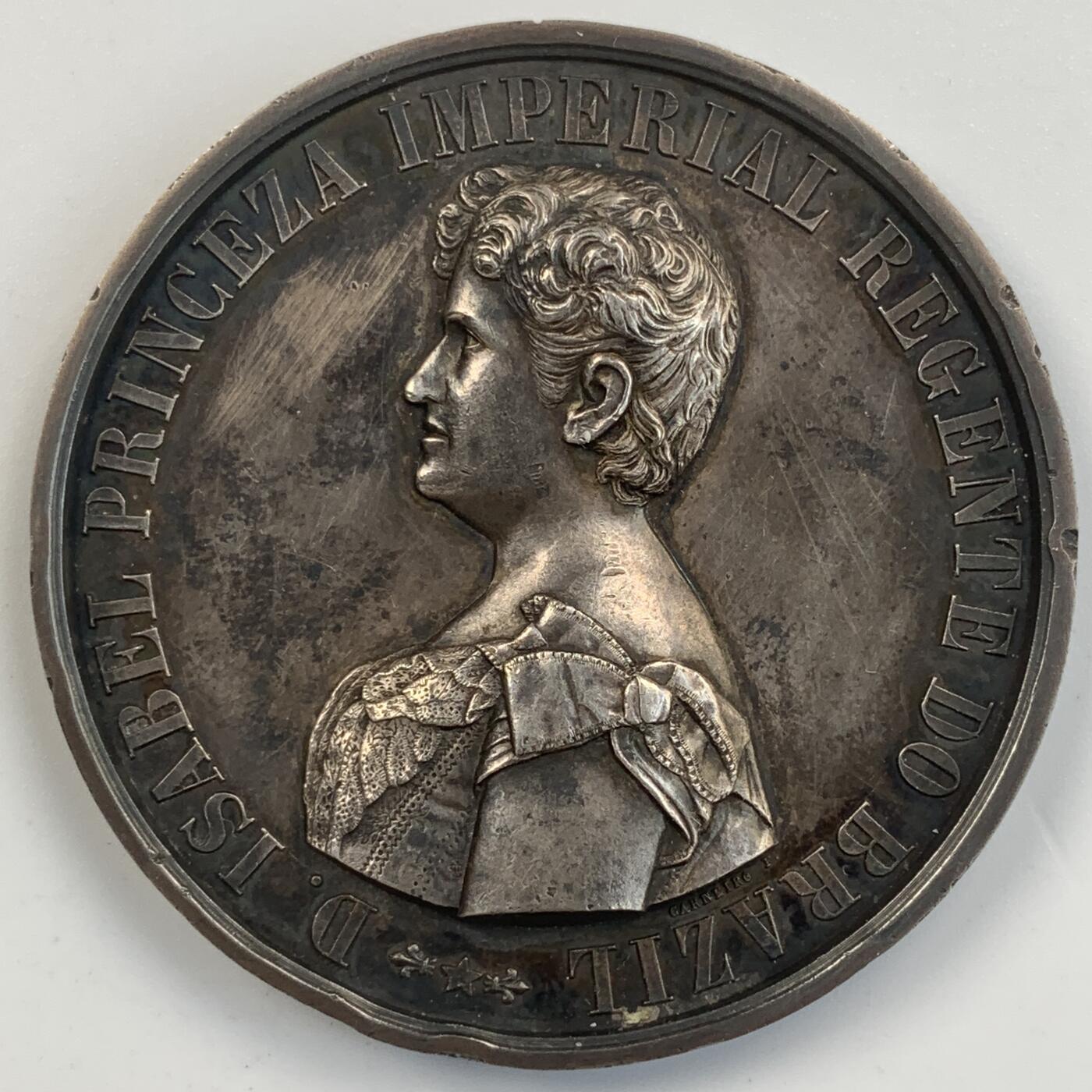 掌中浮雕-藏着的欧洲第054场 1888年巴西颁布《黄金法》废除奴隶制纪念银章，正面：巴西摄政王伊莎贝尔公主，46.5mm，49.85g