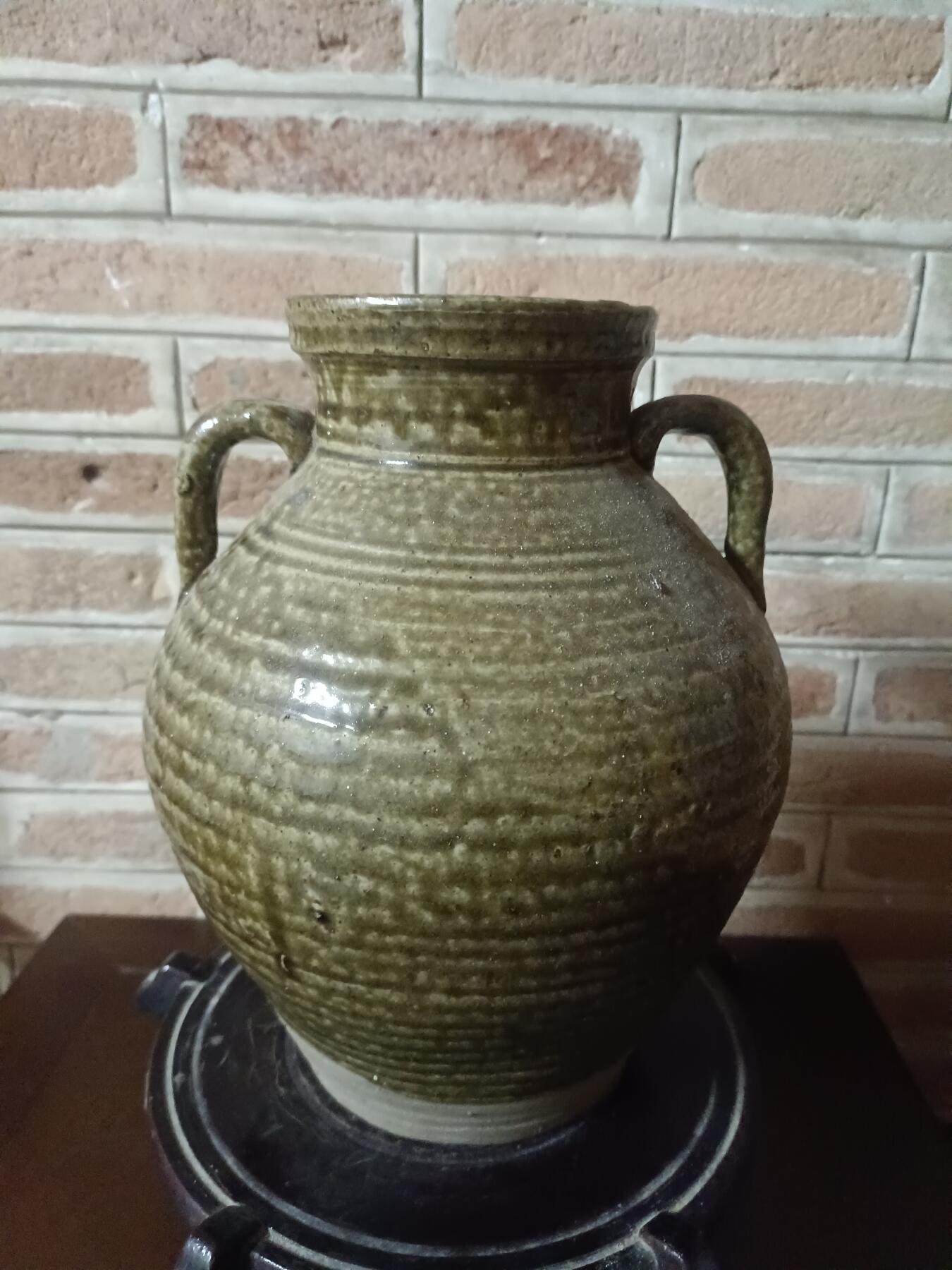 清代褐色釉双系罐