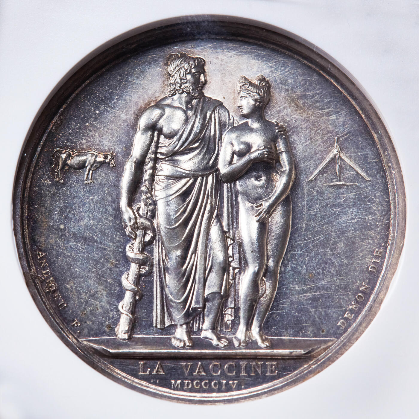 【俄甄集藏】2026年(049)03-18星期三 晚 19:30 全场包邮 法国1804年拿破仑帝国纪念天花疫苗接种大银章，NGC MS61，高浮雕，类精制底板，原味状态