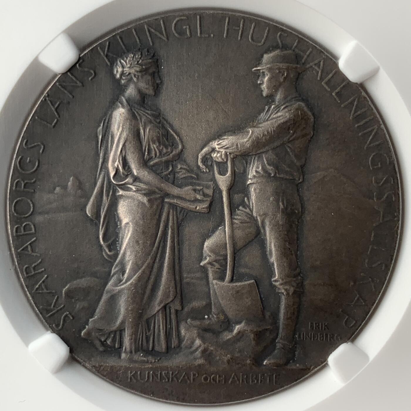 掌中浮雕-藏着的欧洲第054场 NGC MS62 : 瑞典农业协会银章，40mm