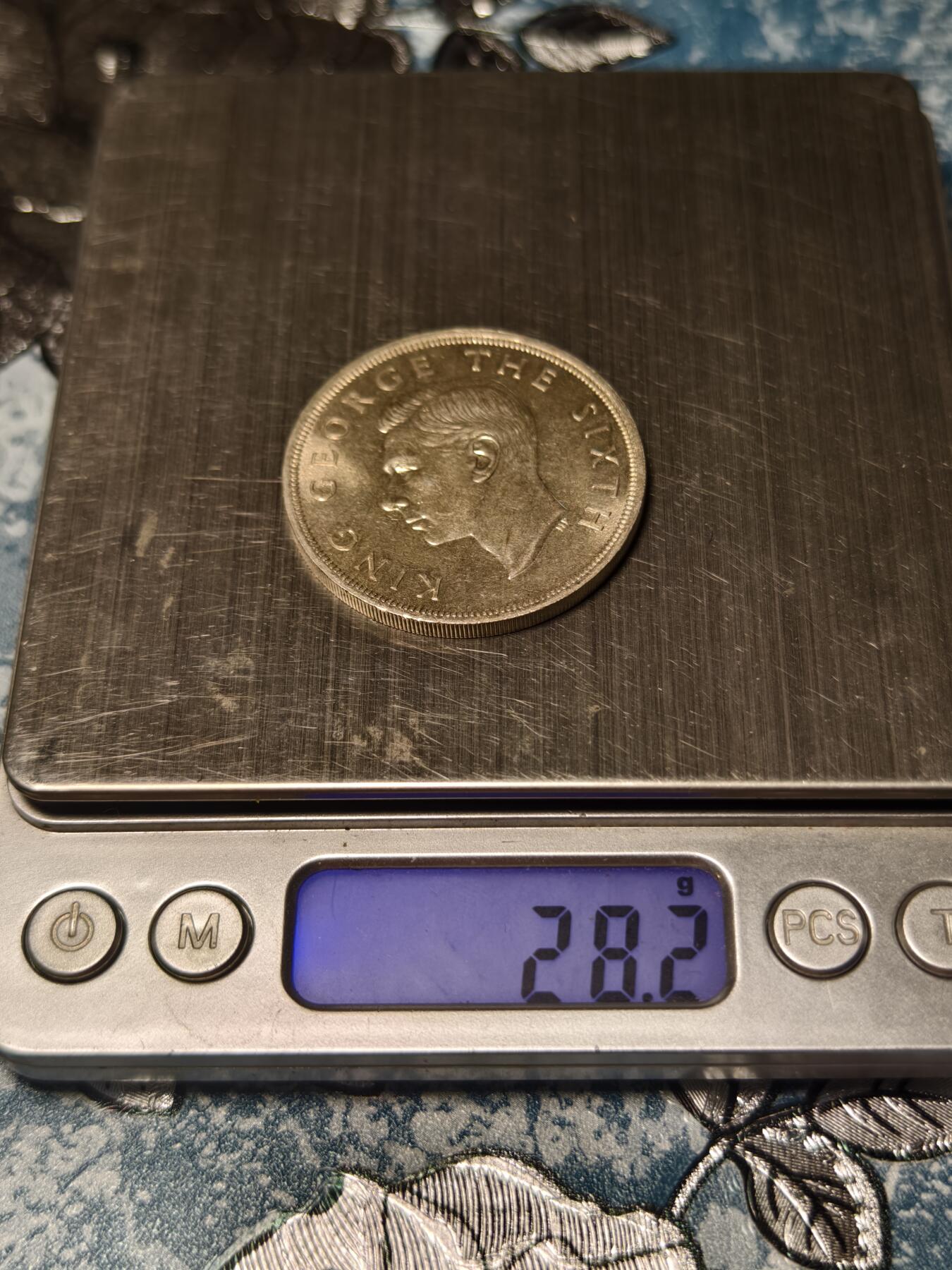 抚柳草堂-第十五期章牌钱币  奖章勋章限时免佣 满百包邮 放漏专场 1949乔治六世访问新西兰克朗银币 重28.2g 近未流通原光美品