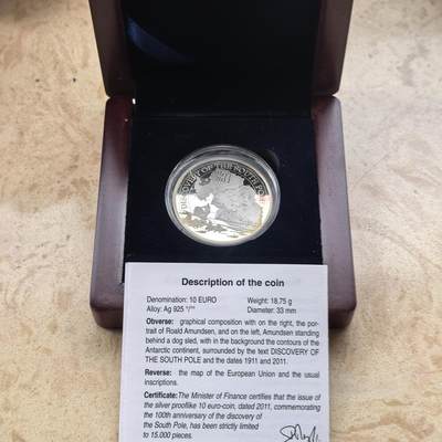 道一币馆币章第一百六十八场 - 原盒证 比利时2011年比利时号”南极洲探险百年10欧元精制银币