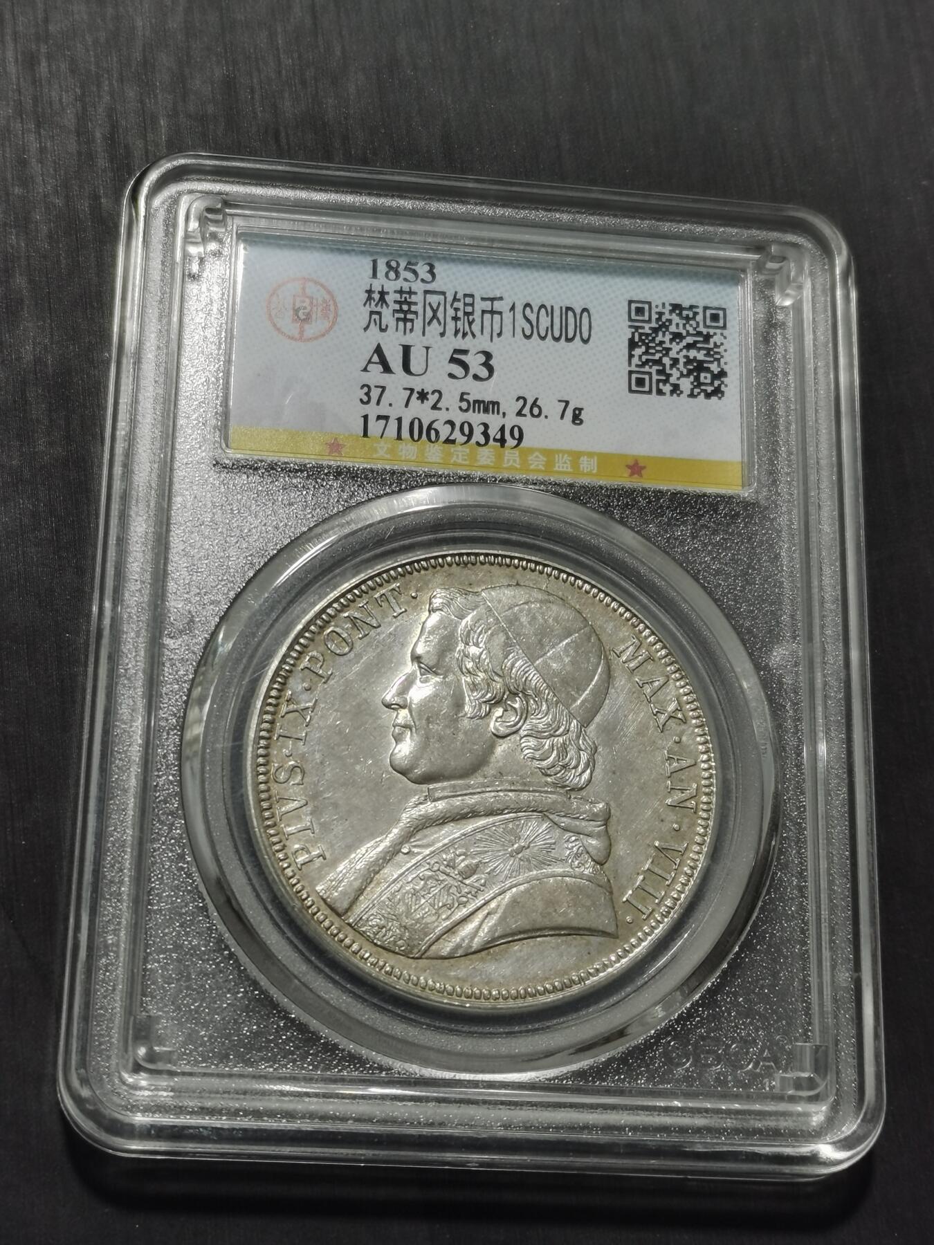 天下钱庄专场欢迎参拍 1853梵蒂冈教堂银币