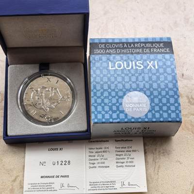 道一币馆币章第一百六十八场 - 原盒证 法国2013年历代君王-路易十一10欧元复古银币  22.2g 900s 10000