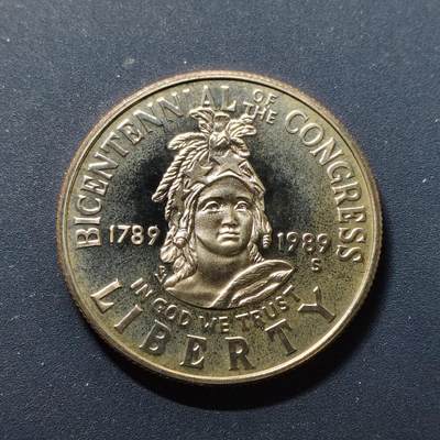 【全场包邮】纯粹捡漏拍510场 - 美国1989年半元国会成立200周年精制纪念币