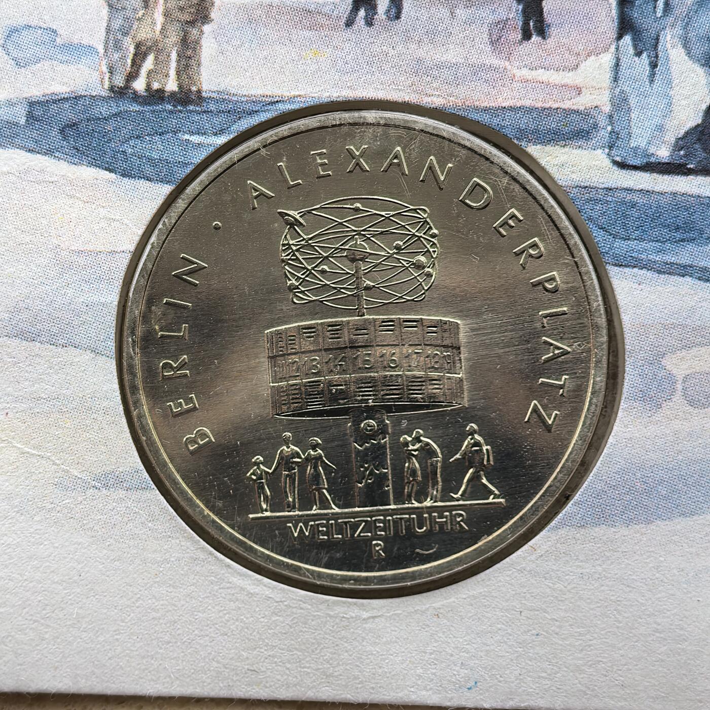 道一币馆币章第一百六十八场 邮币封 民主德国1987年柏林亚历山大广场世界时钟750周年5马克纪念币-1