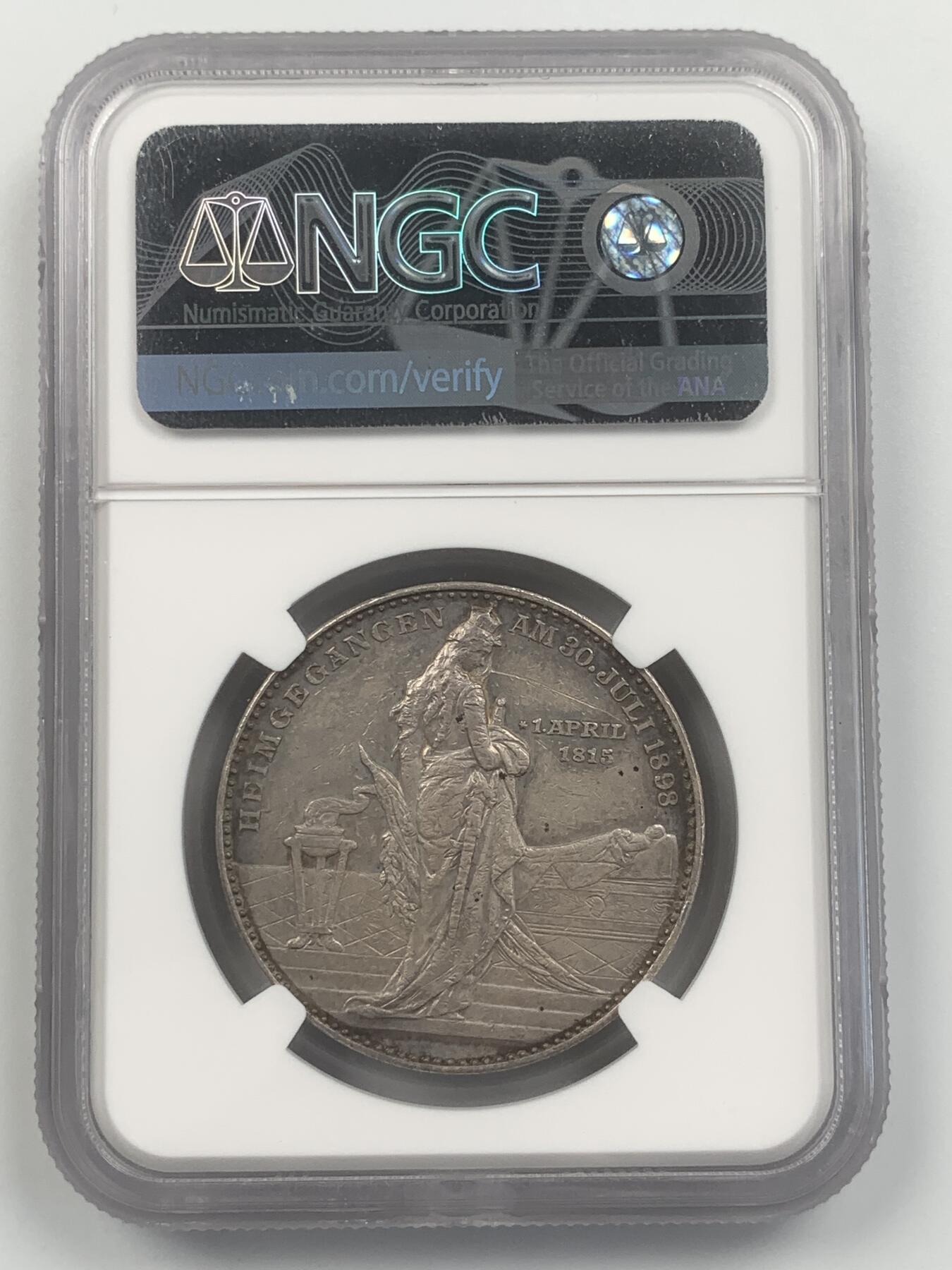 掌中浮雕-藏着的欧洲第054场 NGC AU : 1898年德国俾斯麦逝世银章，35mm