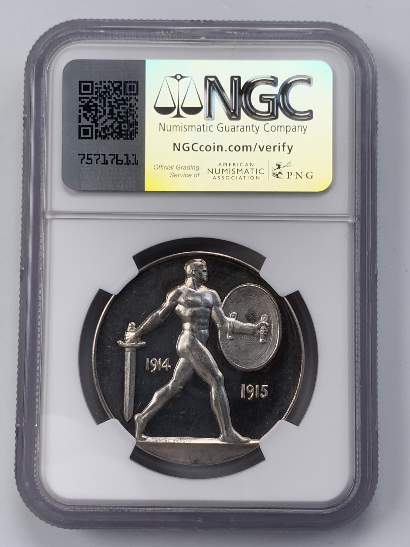 掌中浮雕-藏着的欧洲第054场 NGC MS62PL : 1915年德国陆军将军保罗·冯·兴登堡（一战德国东线战场胜利纪念）银章，35mm