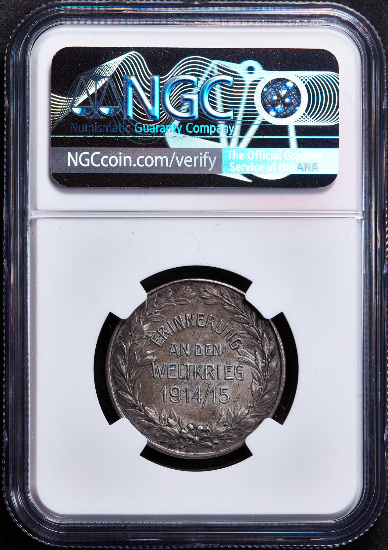 【俄甄集藏】2026年(049)03-18星期三 晚 19:30 全场包邮 德国1915年纪念一战陆军元帅卡尔·冯·比洛银章，NGC MS62，酱彩老包浆，高浮雕，少见品种