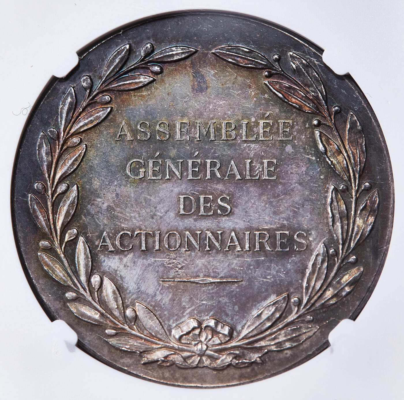 【俄甄集藏】2026年(049)03-18星期三 晚 19:30 全场包邮 法国1851年海运公司成立飞马造像大银章，NGC MS62，设计精美，五彩包浆，丰饶角铭，直径42mm