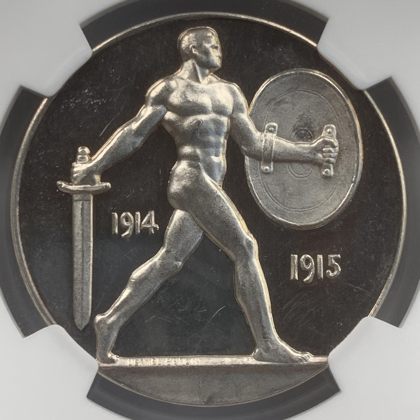 掌中浮雕-藏着的欧洲第054场 NGC MS62PL : 1915年德国陆军将军保罗·冯·兴登堡（一战德国东线战场胜利纪念）银章，35mm