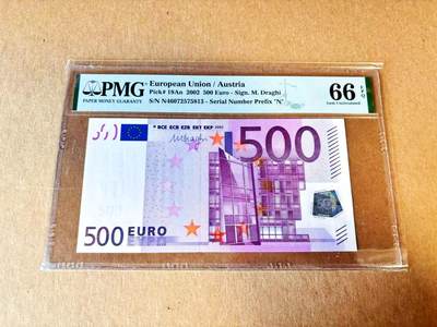 【Blue Auction】世界纸币精拍第793期——18级TOP拍卖/信誉/品质/专业/高效💫 -  欧盟 2002年500欧元 PMG66EPQ   