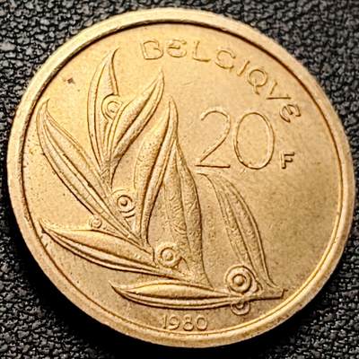泉币菌-第208场-拍品多 请提前出价 - 比利时1980年20法郎 博杜安一世国王 荷兰版 镍青铜币 25.53mm
