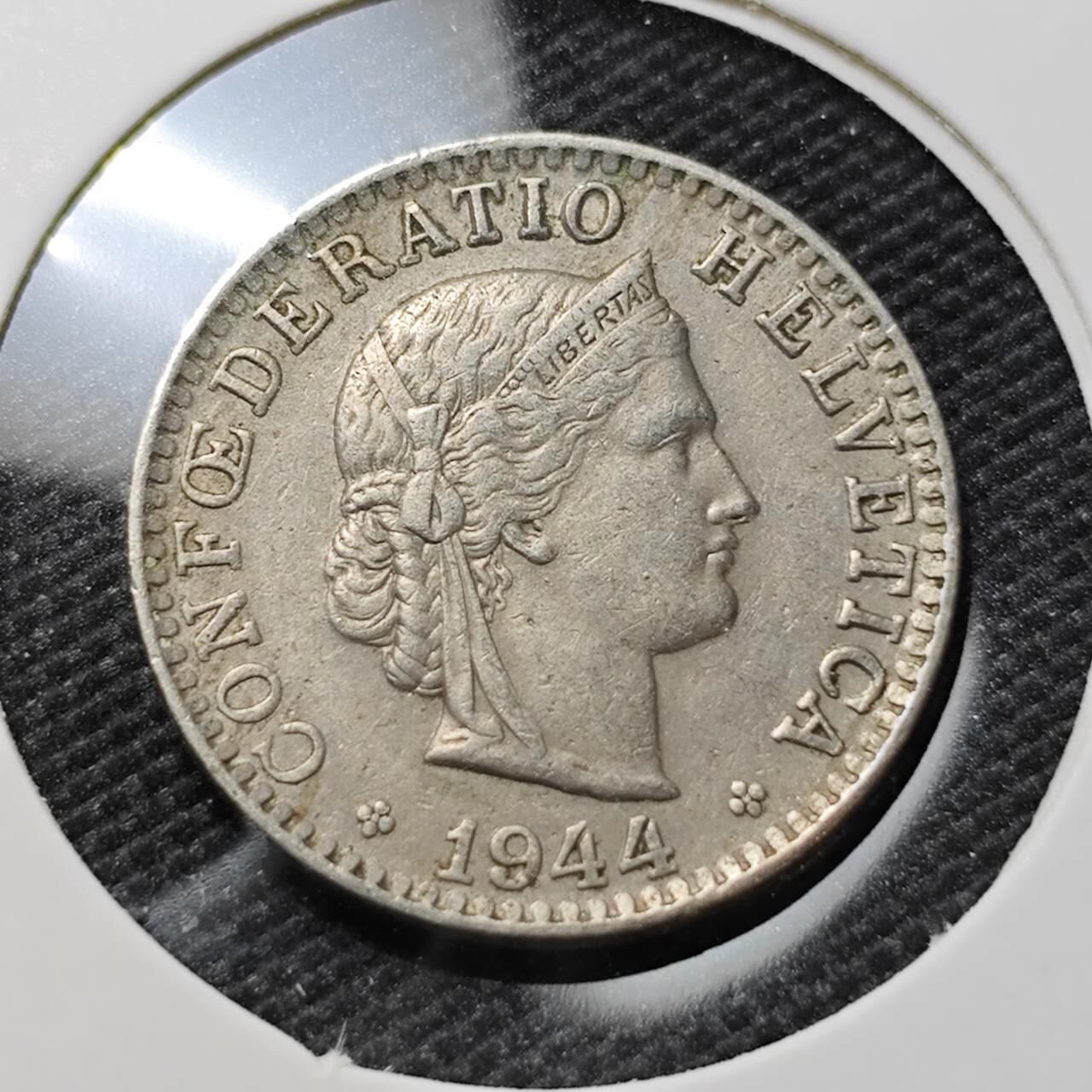 KK钱币收藏小铺   第405期 2月预留时间 周末发货 1944瑞士20分 