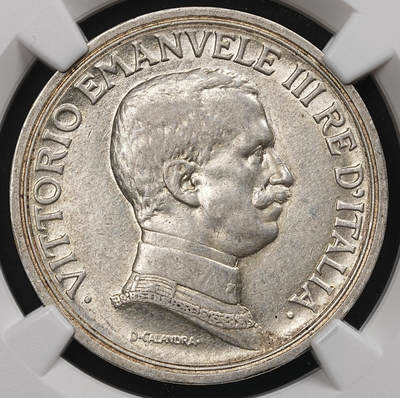 修遠堂世界钱币第107期 - NGC AU55 1915年意大利马车2里拉银币