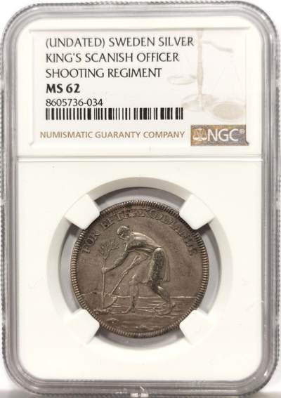 博洋堂世界钱币拍卖第164期（全场包邮） - NGC MS62 瑞典1815年皇家科学学院纪念银章，30mm，标签与8605736-033那枚相互装反了