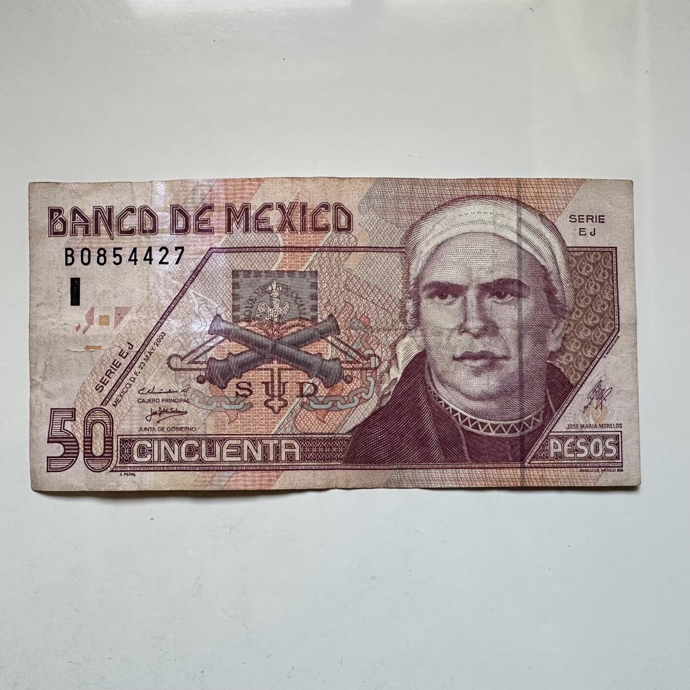 🌹外币初藏🌹🐯2026年第27场   每周二四六晚8️⃣点 接代拍 墨西哥 2000 年 50 比索纸币（银行成立 75 周年纪念版）
