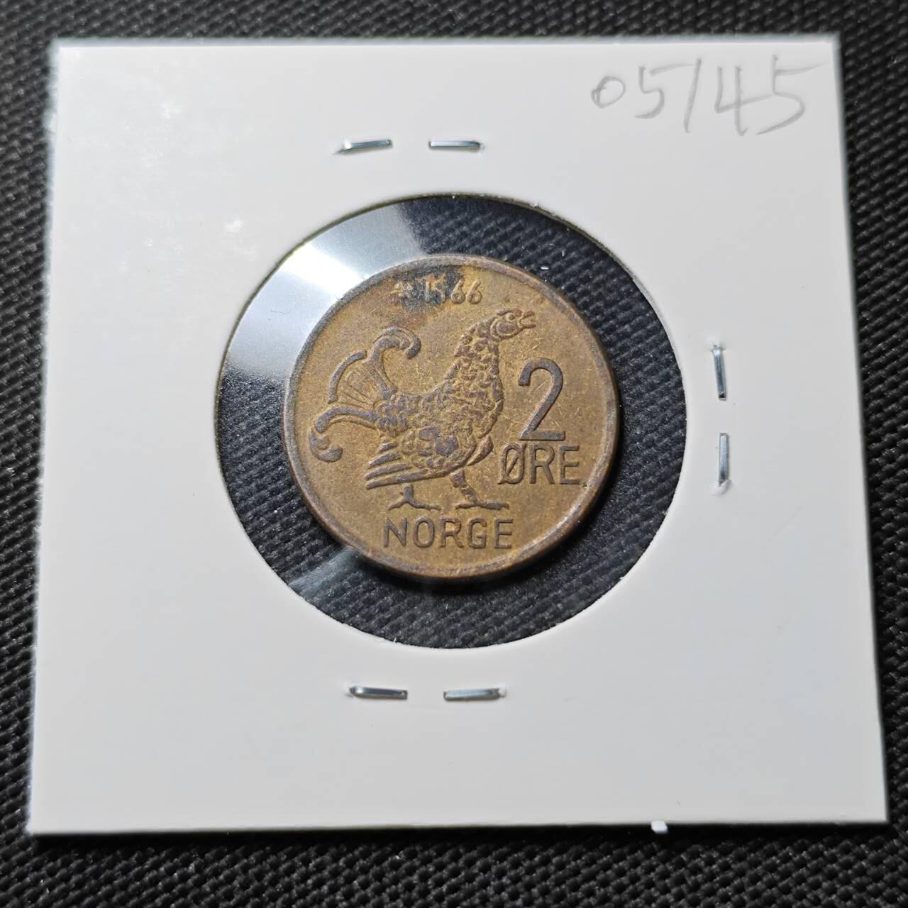 KK钱币收藏小铺   第405期 2月预留时间 周末发货 1966挪威2欧尔 