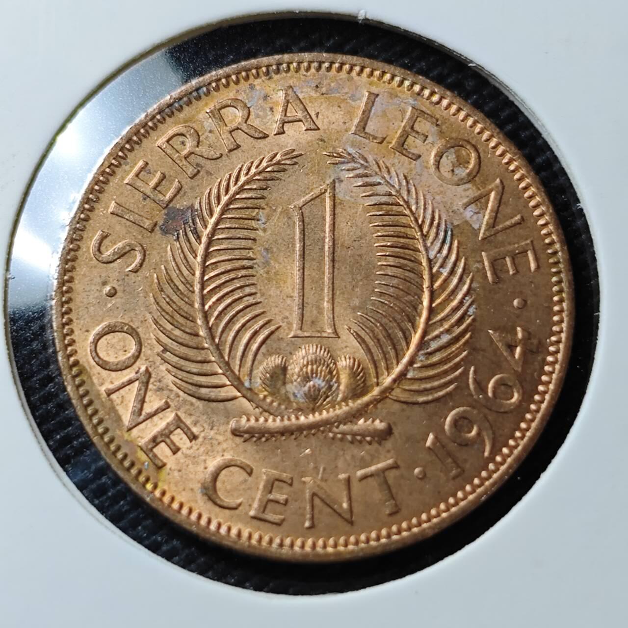 KK钱币收藏小铺   第405期 2月预留时间 周末发货  1964塞拉利昂1分铜币 好品