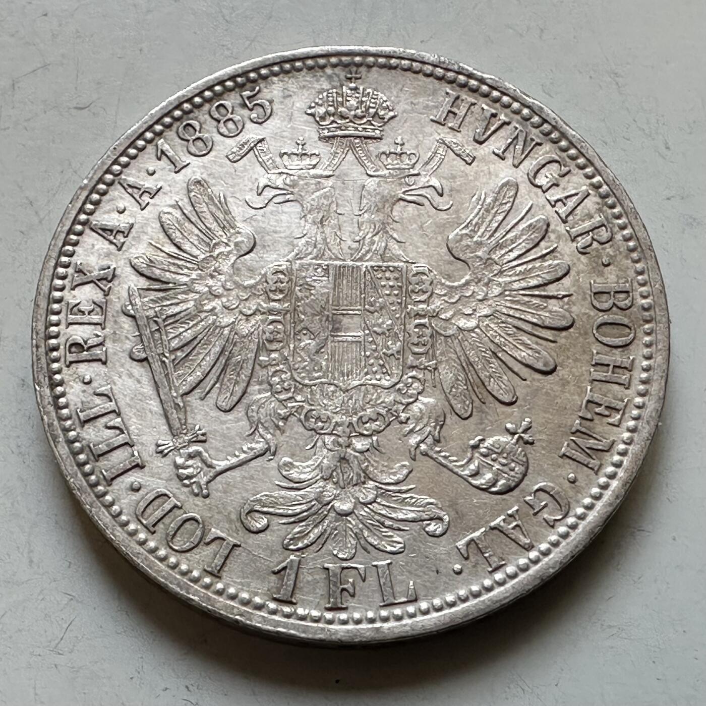 🌹外币初藏🌹🐯2026年第28场   每周二四六晚8️⃣点 接代拍 奥匈帝国1885年弗朗茨约瑟夫 1弗罗林银币 90%银 12.34g 29.2mm