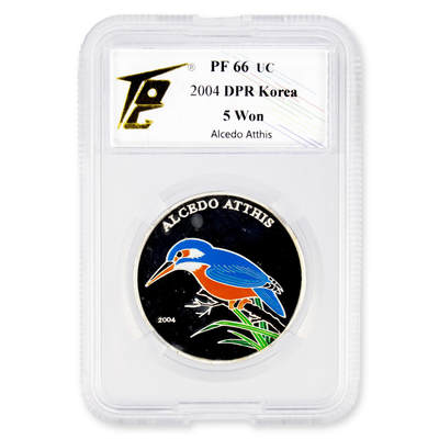2004年朝鲜-翠鸟15g999纯银彩色纪念银币TQG评级PF66 - 2004年朝鲜-翠鸟15g999纯银彩色纪念银币TQG评级PF66