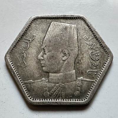 🌹外币初藏🌹🐯2026年第28场   每周二四六晚8️⃣点 接代拍 - 埃及 1944年 法鲁克一世 2皮阿斯特银币 50%银 7.5g 27mm