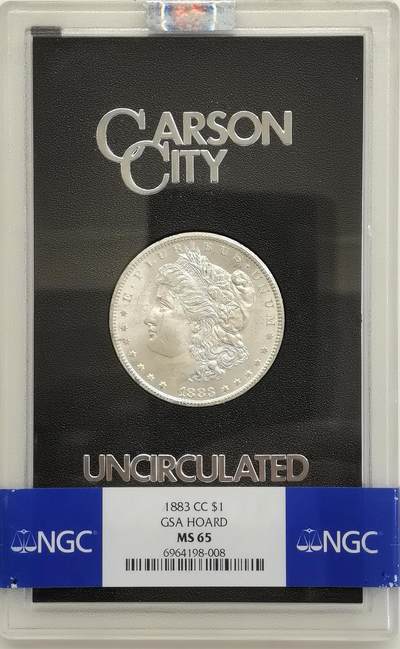 博洋堂世界钱币拍卖第164期（全场包邮） - NGC MS65 美国1883 CC 摩根银币 稀有卡森厂 GSA绝版大封装 高分难得 车轮转光