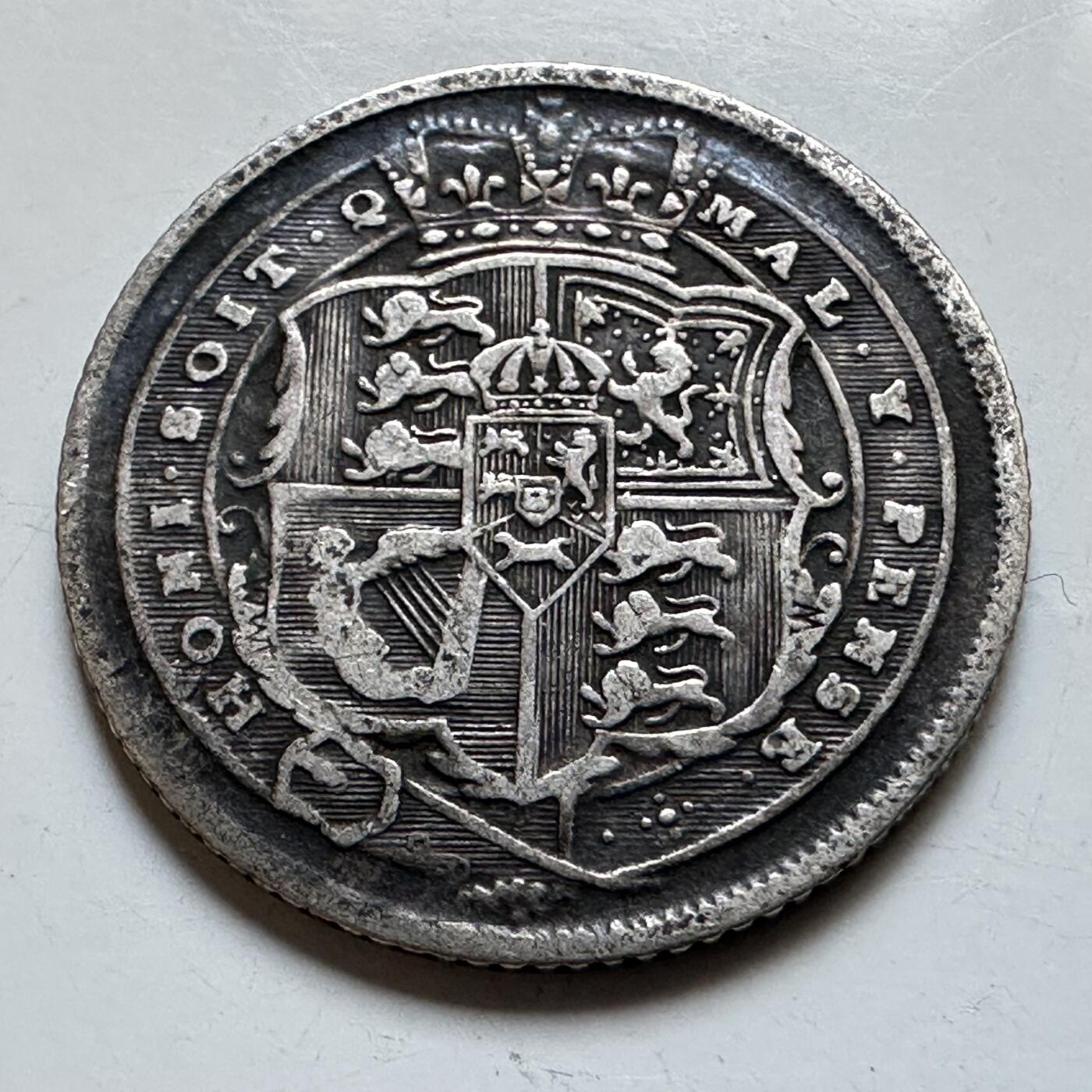 🌹外币初藏🌹🐯2026年第28场   每周二四六晚8️⃣点 接代拍 英国 1817年 乔治三世 6便士银币 92.5%银 2.7g 19.3mm