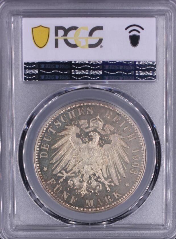 PCGS-PF63 1903-A 德国萨克森-阿尔滕堡5马克精制银币