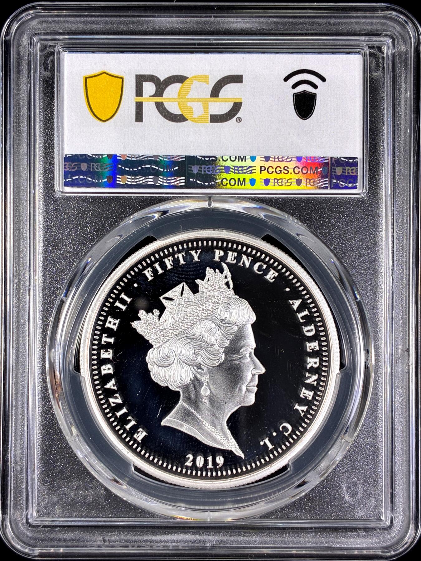 【雨安】【直播拍卖】【第0128期-评级币章】2026-03-14 周六 19:30 (金价1145, 银价22.39) [评级现代] Alderney 奥尔德尼 50便士 2019年 D-Day PCGS-PR67DCAM 精制币