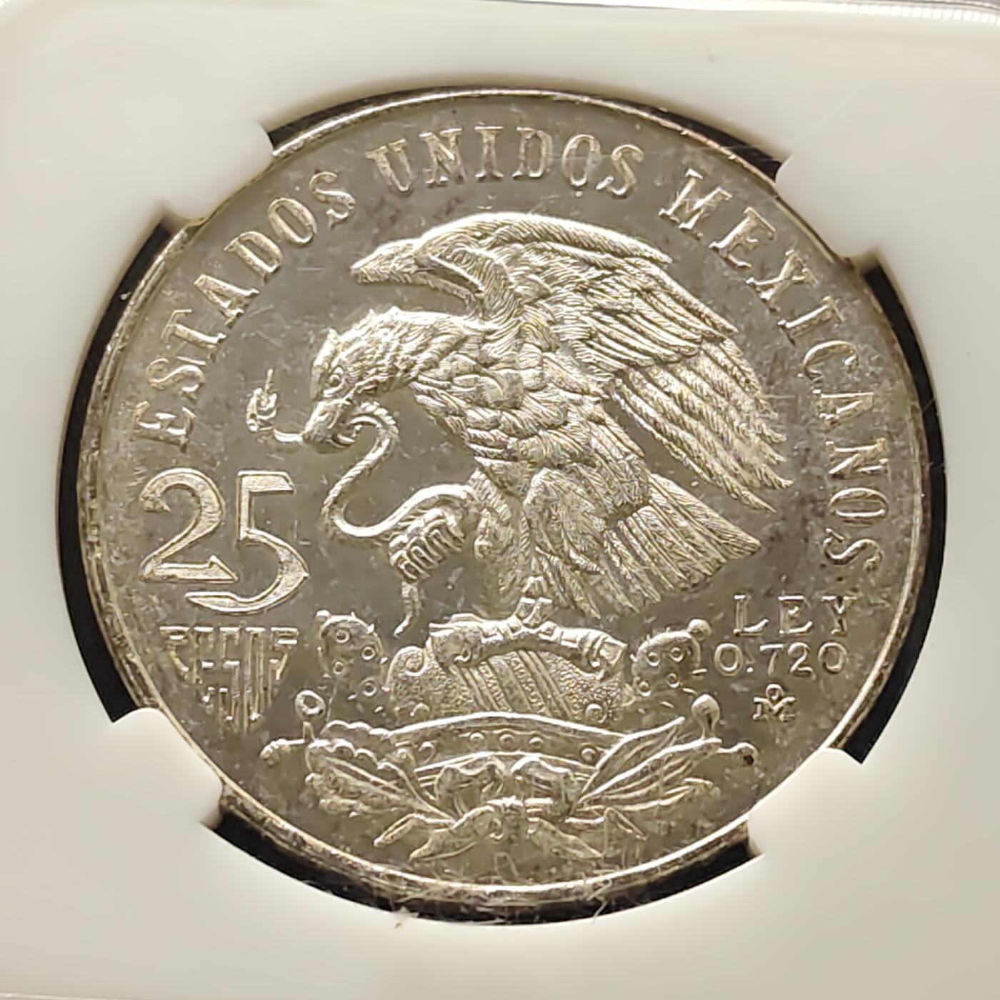 【全场包邮】纯粹捡漏拍511场 墨西哥1968年25比索奥运会纪念银币【38毫米22.5克72%】