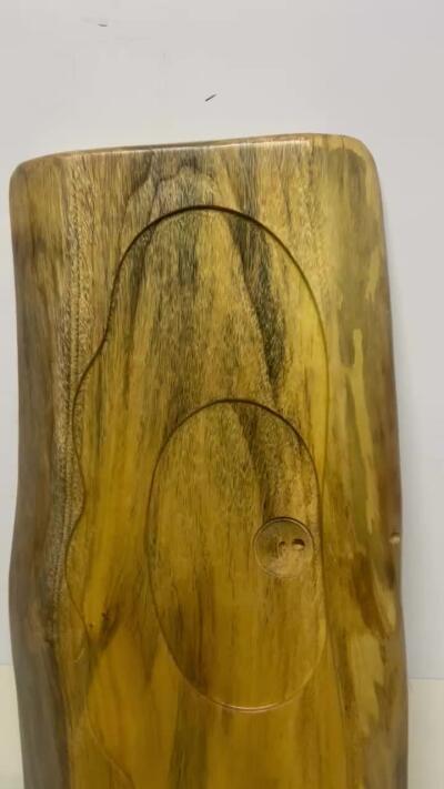 零元拍：金丝楠双层茶盘 金光闪闪。尺寸约：54/28/3.5CM。  