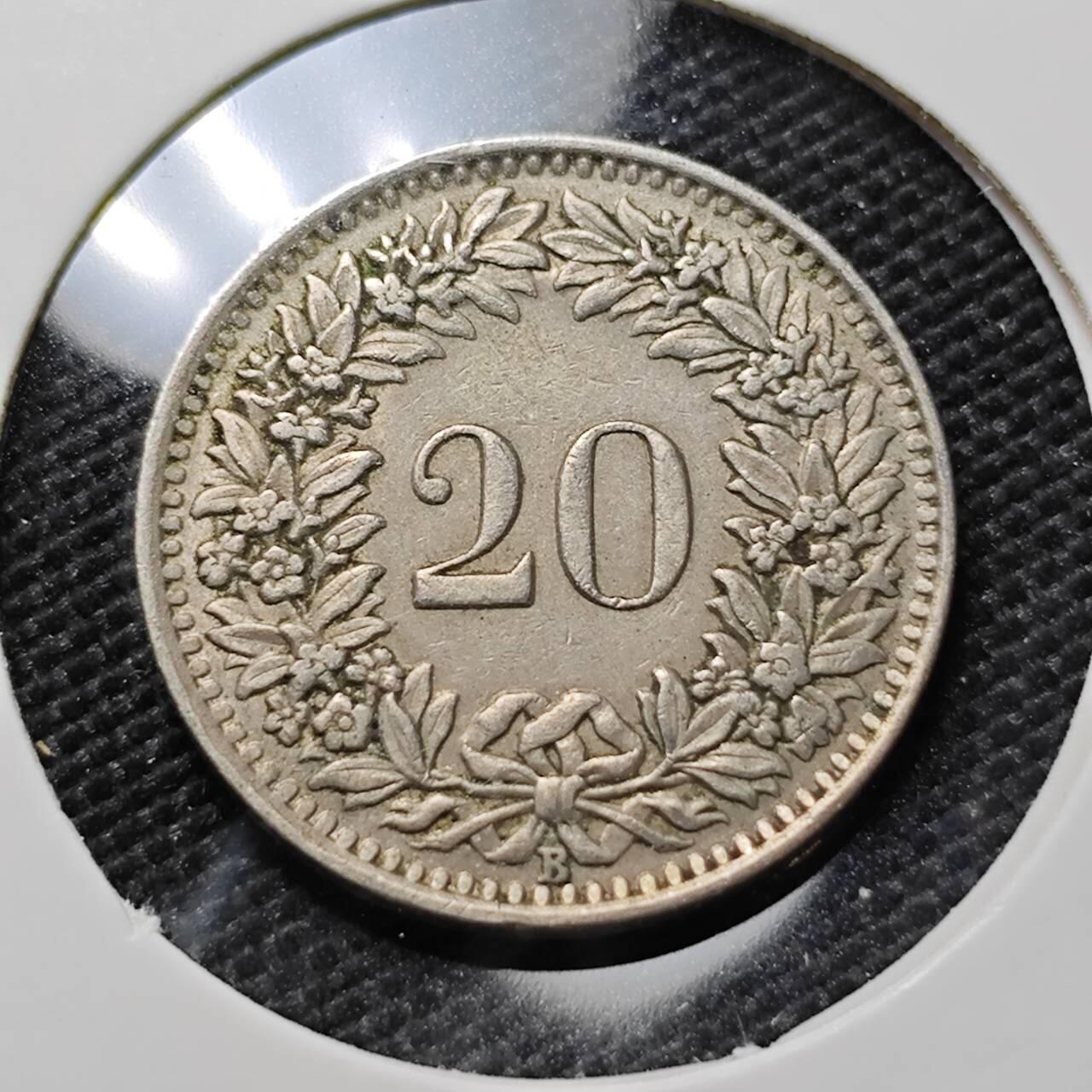 KK钱币收藏小铺   第405期 2月预留时间 周末发货 1944瑞士20分 