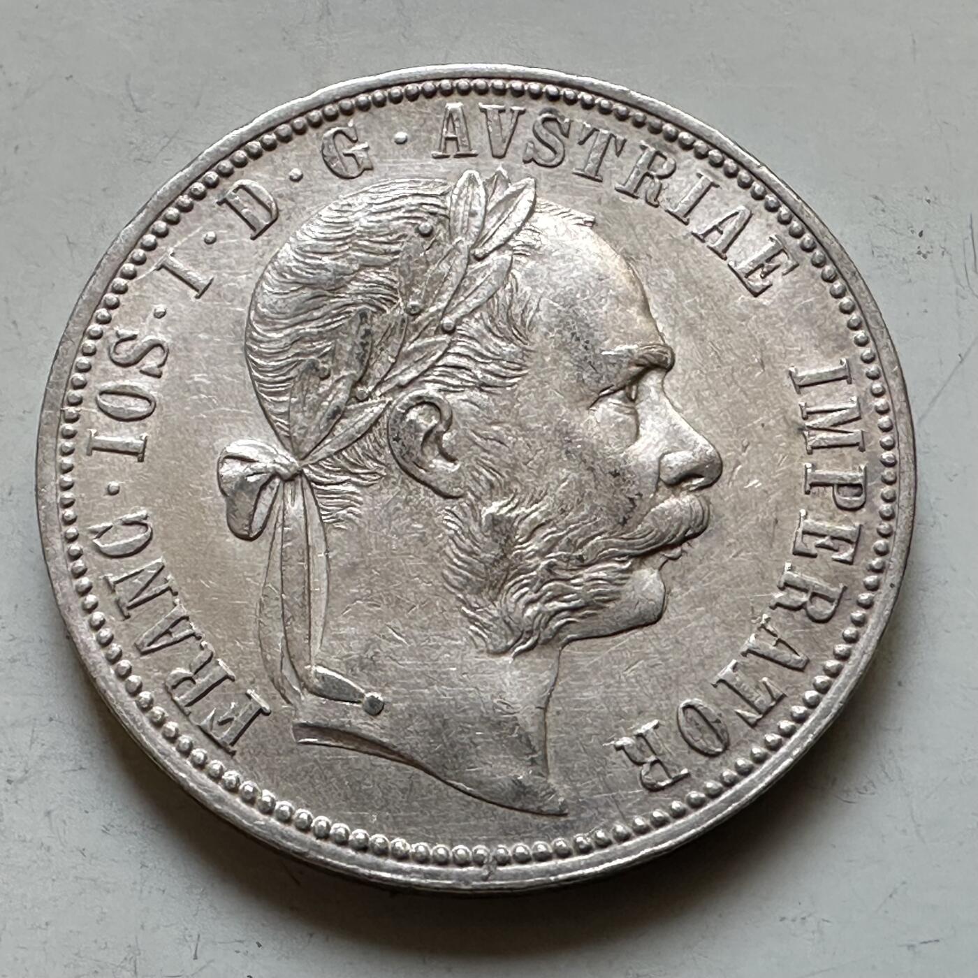 🌹外币初藏🌹🐯2026年第28场   每周二四六晚8️⃣点 接代拍 奥匈帝国1885年弗朗茨约瑟夫 1弗罗林银币 90%银 12.34g 29.2mm