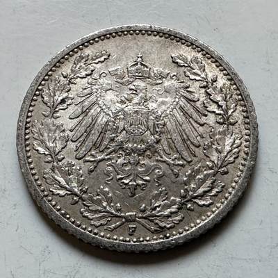 🌹外币初藏🌹🐯2026年第28场   每周二四六晚8️⃣点 接代拍 - 德国 1907年 帝国鹰 1/2马克银币 90%银 2.78g 20mm