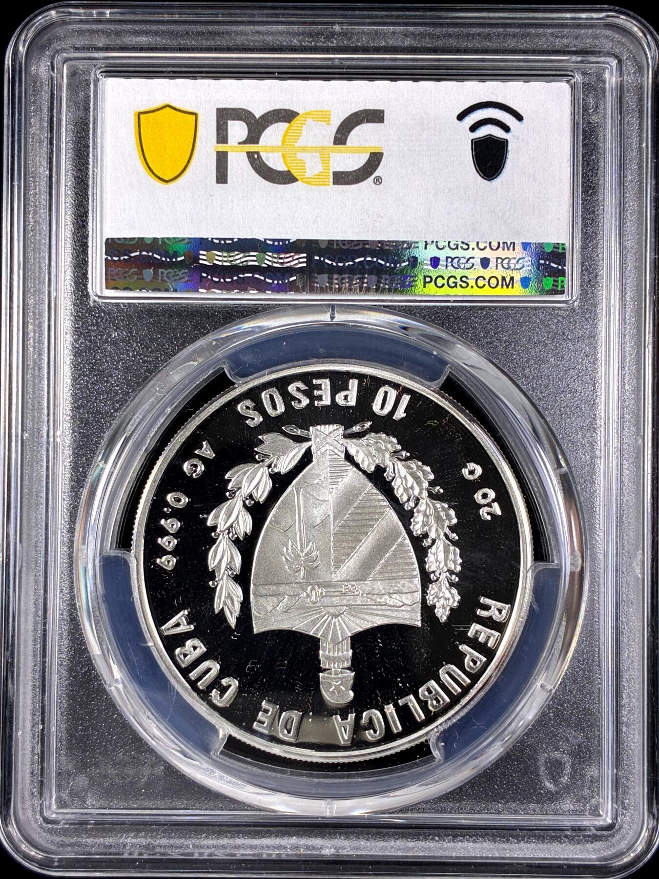 【雨安】【直播拍卖】【第0128期-评级币章】2026-03-14 周六 19:30 (金价1145, 银价22.39) [评级现代] Cuba 古巴 10比索 2002年 意大利探险家亚美利哥·韦斯普奇 PCGS-PR69DCAM 精制币