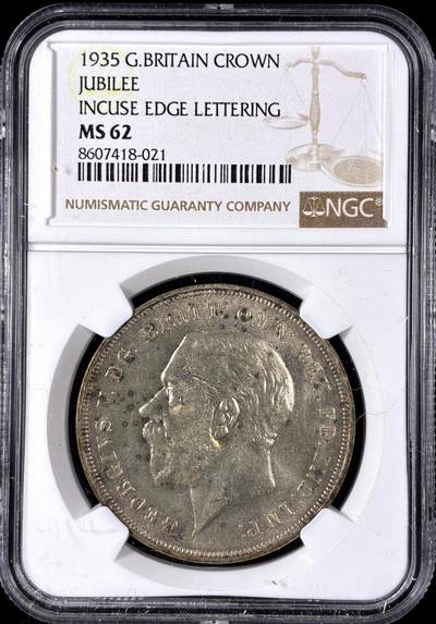 【雨安】【直播拍卖】【第0128期-评级币章】2026-03-14 周六 19:30 (金价1145, 银价22.39) - [评级欧洲] Great Britain 英国 1克朗 1935年 乔治五世  NGC-MS62