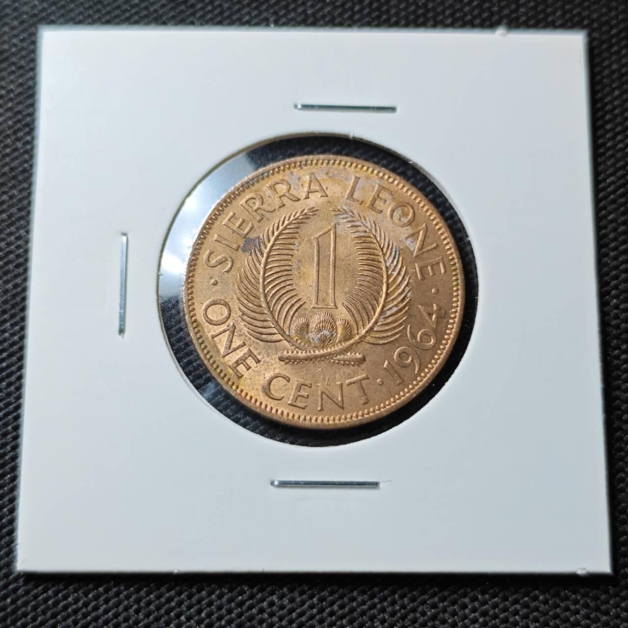 KK钱币收藏小铺   第405期 2月预留时间 周末发货  1964塞拉利昂1分铜币 好品