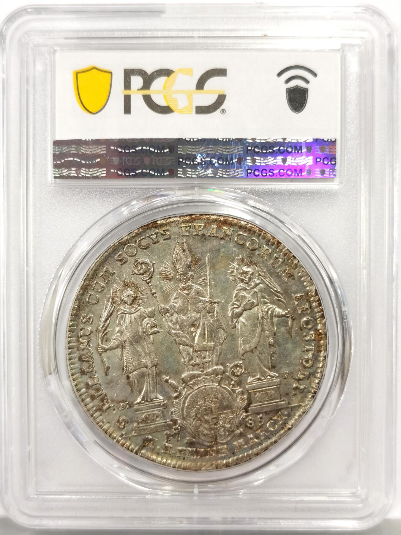 博洋堂世界钱币拍卖第164期（全场包邮） PCGS AU55 德国维尔茨堡1785年埃塔尔主教泰勒大银币，单一年份，三圣人版，稀少的品种，上面只有三枚高分。