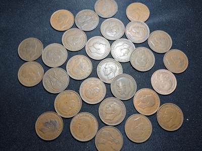 KK钱币收藏小铺   套币 批量/好品散币专场 2月预留时间 周末发货 -  英国乔六1便士铜币 29枚一组