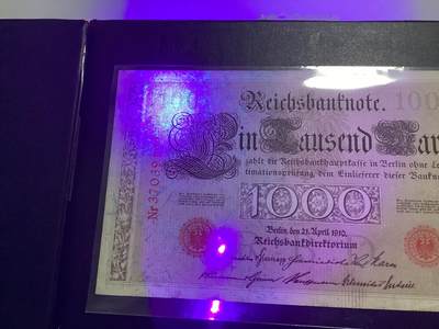 拍卖中。      德国马克1910年1000帝国银行