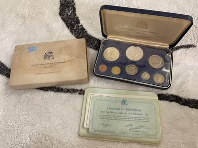 ❤️【币观天下】❤️ 第344期钱币秒杀拍卖场- 2026.3.6周五晚上6点半场 长期征集拍品  - 巴巴多斯1973年首套国家精制币 含两枚超大高值银币精制币 两枚银币60克左右 大银币有氧化 盒证齐全