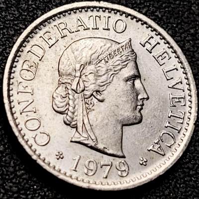 泉币菌-第207场-拍品多 请提前出价 - 高币值 百年延续 女神 瑞士1979年 10分銅镍硬币 