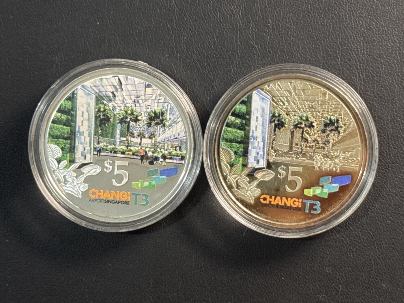 ❤️【币观天下】❤️ 第344期钱币秒杀拍卖场- 2026.3.6周五晚上6点半场 长期征集拍品  新加坡2008年樟宜机场T3航站楼建成纪念币双粒银+铜镍铜镍稍有氧化