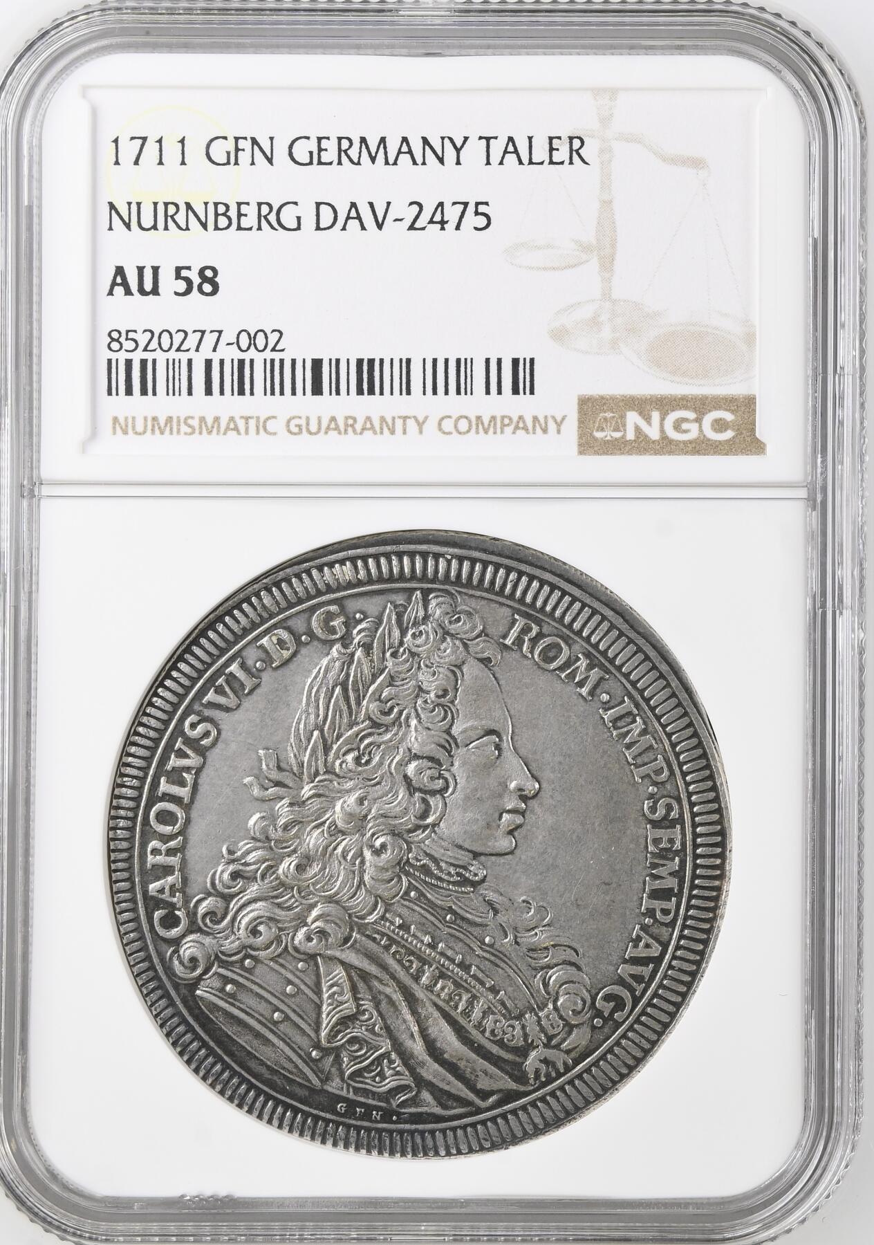 NGC-AU58 1711-GFN 德国纽伦堡城市景观泰勒银币