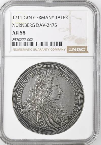 NGC-AU58 1711-GFN 德国纽伦堡城市景观泰勒银币 - NGC-AU58 1711-GFN 德国纽伦堡城市景观泰勒银币